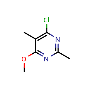 Chemical structure of 4-chloro-6-methoxy-2,5-dimethylpyrimidine , CAS 102074-10-2, AChemBlock Q58667