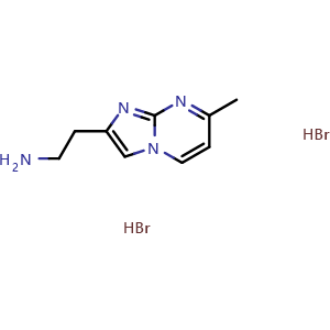 Chemical structure of 2-(7-methylimidazo[1,2-a]pyrimidin-2-yl)ethan-1-amine dihydrobromide , CAS 1423032-45-4, AChemBlock Q58687