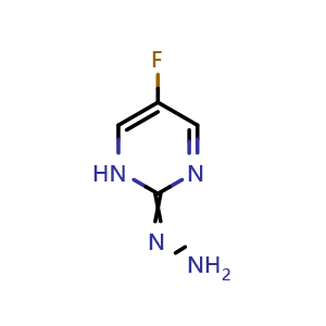 Chemical structure of 5-fluoro-2-hydrazineylidene-1,2-dihydropyrimidine , CAS 104408-28-8, AChemBlock Q58690