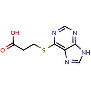 Chemical structure of 3-((9H-purin-6-yl)thio)propanoic acid , CAS 608-10-6, AChemBlock Q58711