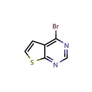 Chemical structure of 4-bromothieno[2,3-d]pyrimidine , CAS 14080-60-5, AChemBlock Q58716
