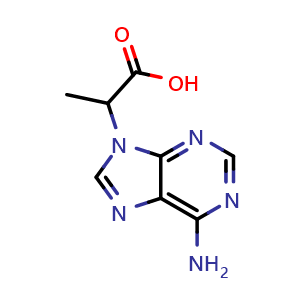 Chemical structure of 2-(6-amino-9H-purin-9-yl)propanoic acid , CAS 87620-89-1, AChemBlock Q58737