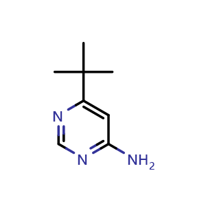 Chemical structure of 6-(tert-butyl)pyrimidin-4-amine , CAS 3435-27-6, AChemBlock Q58740