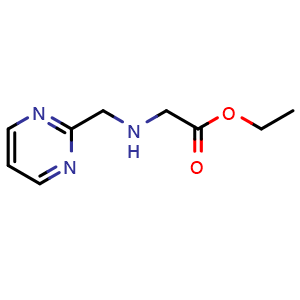 Chemical structure of ethyl (pyrimidin-2-ylmethyl)glycinate , CAS 1249932-24-8, AChemBlock Q58746