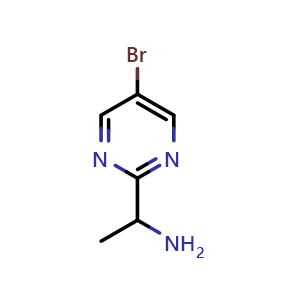 Chemical structure of 1-(5-bromopyrimidin-2-yl)ethan-1-amine , CAS 1339187-99-3, AChemBlock Q58772