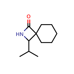 Chemical structure of 3-isopropyl-2-azaspiro[3.5]nonan-1-one , CAS 1864998-37-7, AChemBlock Q58798