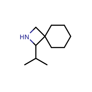 Chemical structure of 1-isopropyl-2-azaspiro[3.5]nonane , CAS 1864616-90-9, AChemBlock Q58799