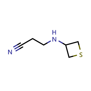Chemical structure of 3-(Thietan-3-ylamino)propanenitrile , CAS 1865559-62-1, AChemBlock Q58843