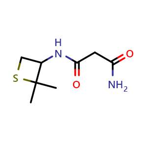 Chemical structure of N1-(2,2-dimethylthietan-3-yl)malonamide , CAS 1872049-04-1, AChemBlock Q58871