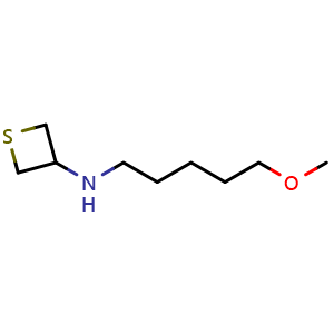 Chemical structure of N-(5-methoxypentyl)thietan-3-amine , CAS 1866140-71-7, AChemBlock Q58930