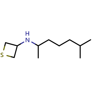 Chemical structure of N-(6-Methylheptan-2-yl)thietan-3-amine , CAS 1863092-60-7, AChemBlock Q58989