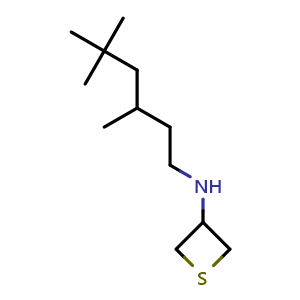 Chemical structure of N-(3,5,5-trimethylhexyl)thietan-3-amine , CAS 1873196-64-5, AChemBlock Q59038