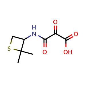 Chemical structure of 3-((2,2-dimethylthietan-3-yl)amino)-2,3-dioxopropanoic acid , CAS 1850868-92-6, AChemBlock Q59048
