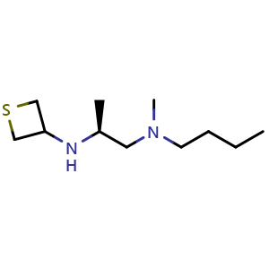 Chemical structure of (S)-N1-butyl-N1-methyl-N2-(thietan-3-yl)propane-1,2-diamine , CAS 1867696-42-1, AChemBlock Q59089