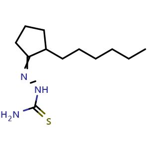 Chemical structure of 2-(2-hexylcyclopentylidene)hydrazine-1-carbothioamide , CAS 321673-30-7, AChemBlock Q59141