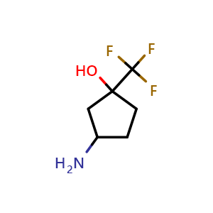Chemical structure of 3-amino-1-(trifluoromethyl)cyclopentan-1-ol , CAS 1251924-15-8, AChemBlock Q59149