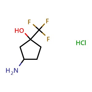 Chemical structure of 3-amino-1-(trifluoromethyl)cyclopentan-1-ol hydrochloride , CAS 1333658-57-3, AChemBlock Q59150