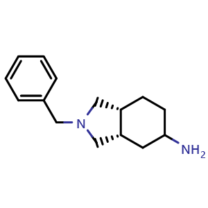 Chemical structure of (3aS,7aR)-2-benzyloctahydro-1H-isoindol-5-amine , CAS 1486484-85-8, AChemBlock Q59169