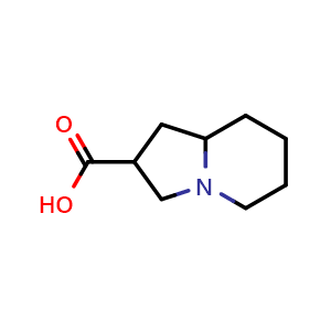 Chemical structure of octahydroindolizine-2-carboxylic acid , CAS 103521-84-2, AChemBlock Q59174