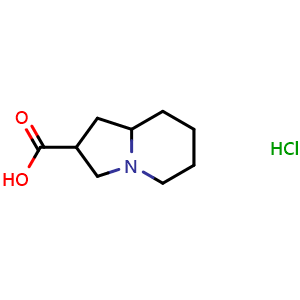 Chemical structure of octahydroindolizine-2-carboxylic acid hydrochloride , CAS 1354962-73-4, AChemBlock Q59175