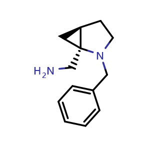 Chemical structure of ((1S,5R)-2-benzyl-2-azabicyclo[3.1.0]hexan-1-yl)methanamine , CAS 1485826-60-5, AChemBlock Q59182