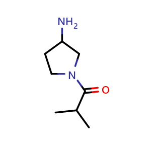 Chemical structure of 1-(3-aminopyrrolidin-1-yl)-2-methylpropan-1-one , CAS 833483-47-9, AChemBlock Q59191