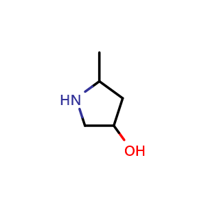 Chemical structure of 5-methylpyrrolidin-3-ol , CAS 94134-94-8, AChemBlock Q59204