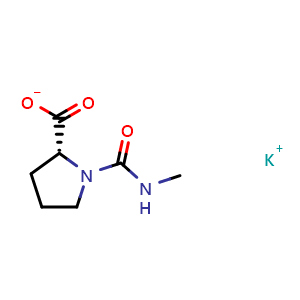 Chemical structure of potassium (methylcarbamoyl)-D-prolinate , CAS 1394051-24-1, AChemBlock Q59208