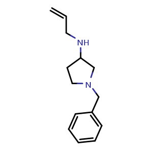 Chemical structure of N-allyl-1-benzylpyrrolidin-3-amine , CAS 1039980-58-9, AChemBlock Q59239