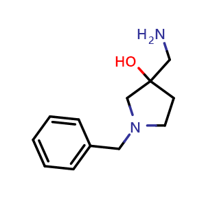 Chemical structure of 3-(aminomethyl)-1-benzylpyrrolidin-3-ol , CAS 125033-36-5, AChemBlock Q59269