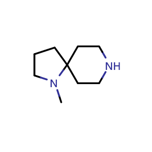 Chemical structure of 1-methyl-1,8-diazaspiro[4.5]decane , CAS 1158750-28-7, AChemBlock Q59284