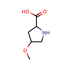Chemical structure of 4-methoxypyrrolidine-2-carboxylic acid , CAS 910878-12-5, AChemBlock Q59289