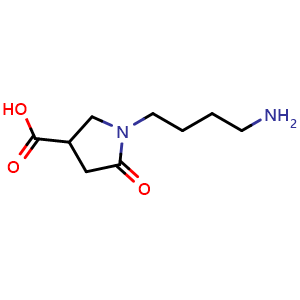 Chemical structure of 1-(4-aminobutyl)-5-oxopyrrolidine-3-carboxylic acid , CAS 1427380-61-7, AChemBlock Q59299