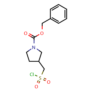 Chemical structure of benzyl 3-((chlorosulfonyl)methyl)pyrrolidine-1-carboxylate , CAS 242459-80-9, AChemBlock Q59302