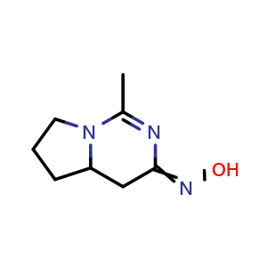 Chemical structure of 1-methyl-4a,5,6,7-tetrahydropyrrolo[1,2-c]pyrimidin-3(4H)-one oxime , CAS 1432684-05-3, AChemBlock Q59310