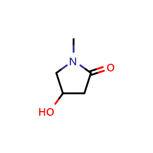 Chemical structure of 4-Hydroxy-1-methylpyrrolidin-2-one , CAS 222856-39-5, AChemBlock Q59318