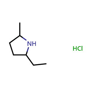 Chemical structure of 2-ethyl-5-methylpyrrolidine hydrochloride , CAS 1432680-27-7, AChemBlock Q59319