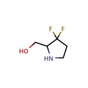 Chemical structure of (3,3-difluoropyrrolidin-2-yl)methanol , CAS 1027519-80-7, AChemBlock Q59331