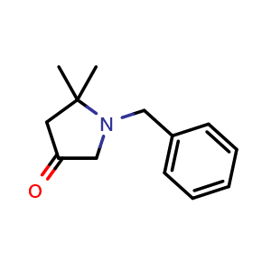 Chemical structure of 1-benzyl-5,5-dimethylpyrrolidin-3-one , CAS 77130-95-1, AChemBlock Q59340