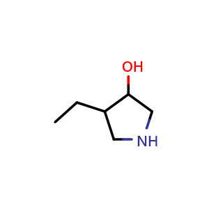 Chemical structure of 4-ethylpyrrolidin-3-ol , CAS 1423027-06-8, AChemBlock Q59343