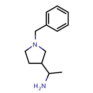 Chemical structure of 1-(1-benzylpyrrolidin-3-yl)ethan-1-amine , CAS 107259-16-5, AChemBlock Q59345