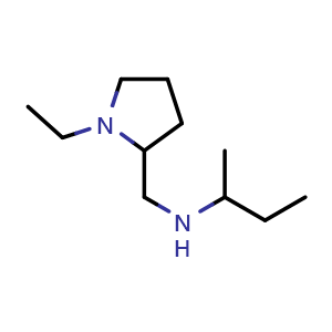 Chemical structure of N-((1-ethylpyrrolidin-2-yl)methyl)butan-2-amine , CAS 1021048-75-8, AChemBlock Q59368