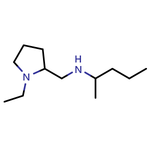 Chemical structure of N-((1-ethylpyrrolidin-2-yl)methyl)pentan-2-amine , CAS 1020959-92-5, AChemBlock Q59369
