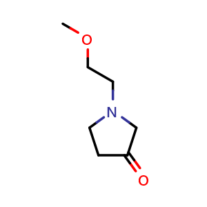 Chemical structure of 1-(2-methoxyethyl)pyrrolidin-3-one , CAS 1096881-66-1, AChemBlock Q59377