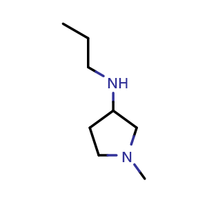 Chemical structure of 1-methyl-N-propylpyrrolidin-3-amine , CAS 1096810-56-8, AChemBlock Q59378