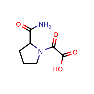 Chemical structure of 2-(2-carbamoylpyrrolidin-1-yl)-2-oxoacetic acid , CAS 1248930-14-4, AChemBlock Q59380