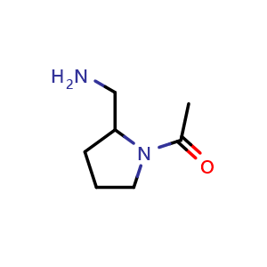 Chemical structure of 1-(2-(aminomethyl)pyrrolidin-1-yl)ethan-1-one , CAS 62105-09-3, AChemBlock Q59396