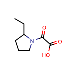 Chemical structure of 2-(2-ethylpyrrolidin-1-yl)-2-oxoacetic acid , CAS 1178837-33-6, AChemBlock Q59402