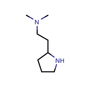 Chemical structure of N,N-dimethyl-2-(pyrrolidin-2-yl)ethan-1-amine , CAS 933746-30-6, AChemBlock Q59412