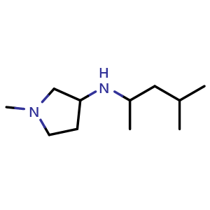 Chemical structure of 1-methyl-N-(4-methylpentan-2-yl)pyrrolidin-3-amine , CAS 1247434-69-0, AChemBlock Q59415